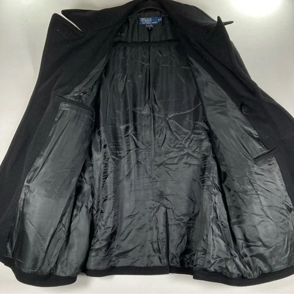 Polo by Ralph Lauren Classic Black Pea Coat Double Breasted XL - Picture 10 of 16